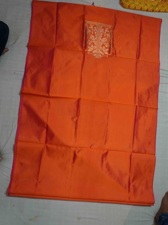 KashiFab Burnt Orange Banarasi Silk Coord Set online - authentic Varanasi Banarasi silk coord set