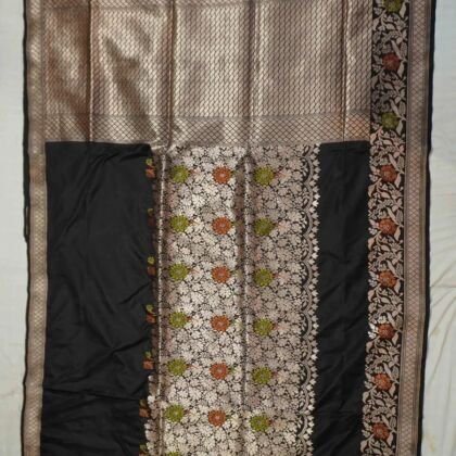 KashiFab Burnt Orange Banarasi Silk Saree online - authentic Varanasi Banarasi silk saree