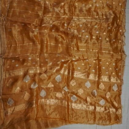 KashiFab Burnt Orange Banarasi Silk Saree online - authentic Varanasi Banarasi silk saree