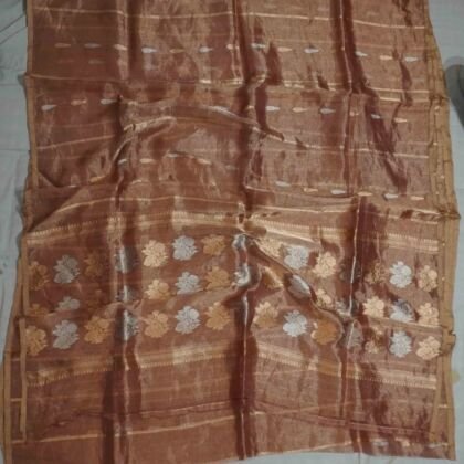 KashiFab Burnt Orange Banarasi Silk Saree online - authentic Varanasi Banarasi silk saree
