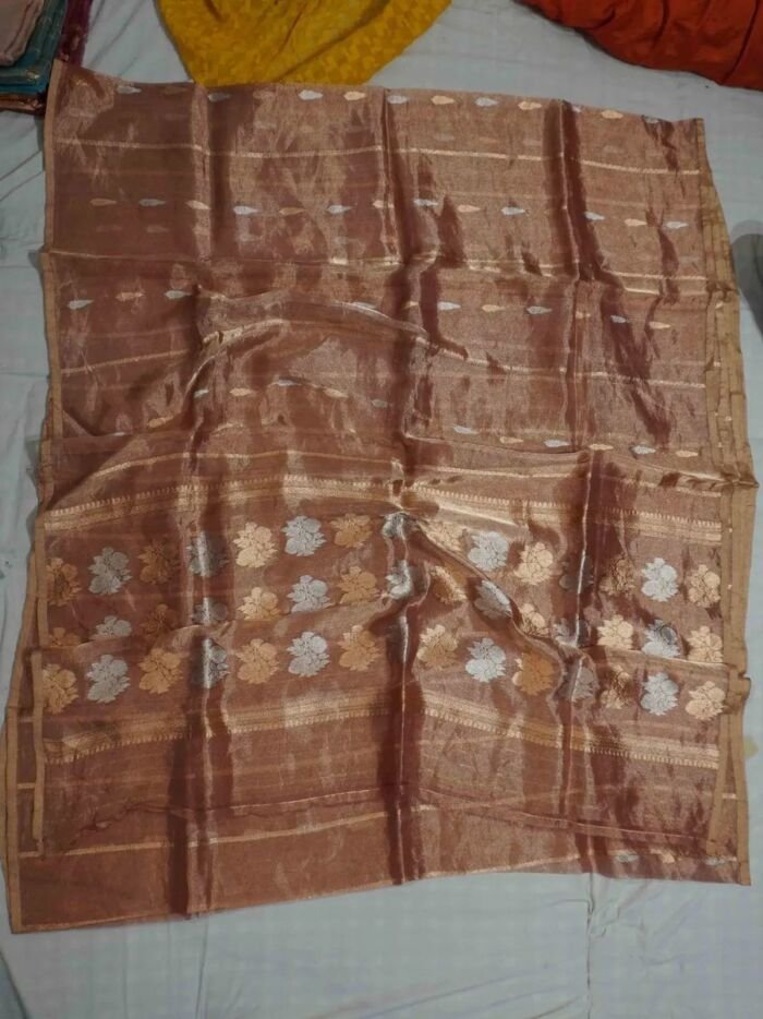 KashiFab Burnt Orange Banarasi Silk Saree 1 KashiFab Burnt Orange Banarasi Silk Saree online - authentic Varanasi Banarasi silk saree