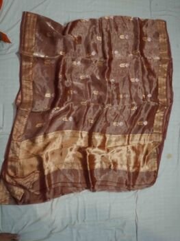 KashiFab Burnt Orange Banarasi Silk Saree online - authentic Varanasi Banarasi silk saree