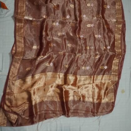 KashiFab Burnt Orange Banarasi Silk Saree online - authentic Varanasi Banarasi silk saree
