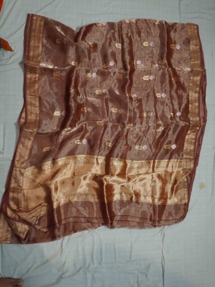 KashiFab Burnt Orange Banarasi Silk Saree 1 KashiFab Burnt Orange Banarasi Silk Saree online - authentic Varanasi Banarasi silk saree