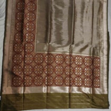 KashiFab Burnt Orange Banarasi Silk Saree online - authentic Varanasi Banarasi silk saree