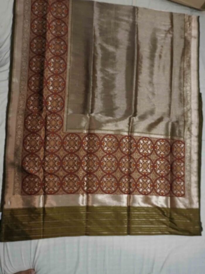KashiFab Burnt Orange Banarasi Silk Saree 1 KashiFab Burnt Orange Banarasi Silk Saree online - authentic Varanasi Banarasi silk saree