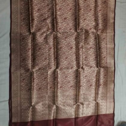 KashiFab Burnt Orange Banarasi Silk Saree online - authentic Varanasi Banarasi silk saree
