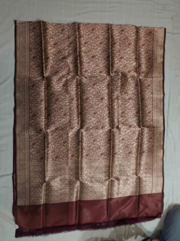 KashiFab Burnt Orange Banarasi Silk Saree online - authentic Varanasi Banarasi silk saree