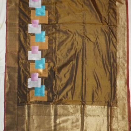 KashiFab Burnt Orange Banarasi Silk Saree online - authentic Varanasi Banarasi silk saree