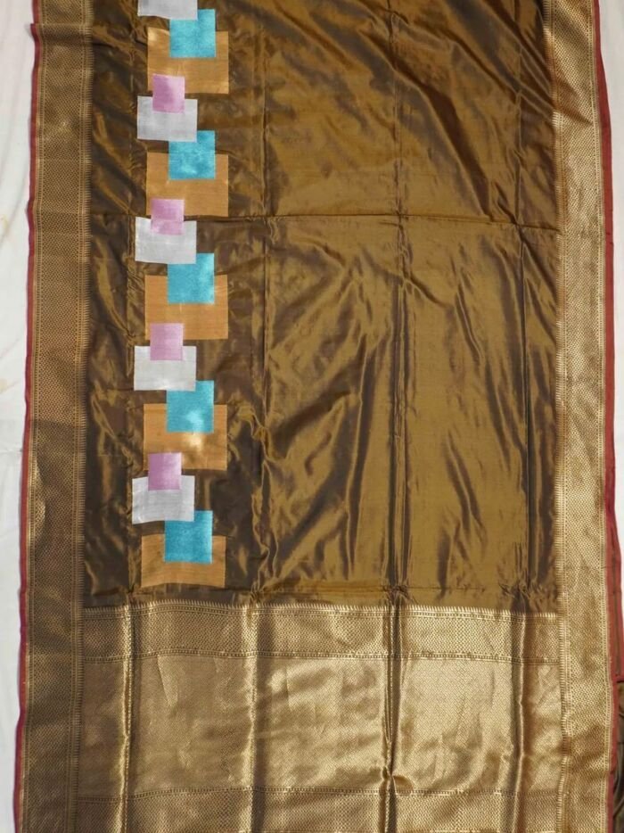 KashiFab Burnt Orange Banarasi Silk Saree 1 KashiFab Burnt Orange Banarasi Silk Saree online - authentic Varanasi Banarasi silk saree