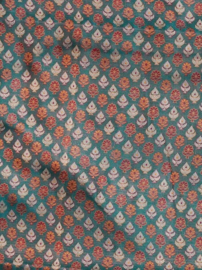 KashiFab Burnt Orange Banarasi Silk Saree 2 KashiFab Burnt Orange Banarasi Silk Saree online - authentic Varanasi Banarasi silk saree - detail view 2