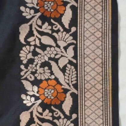 KashiFab Burnt Orange Banarasi Silk Saree online - authentic Varanasi Banarasi silk saree - detail view 2