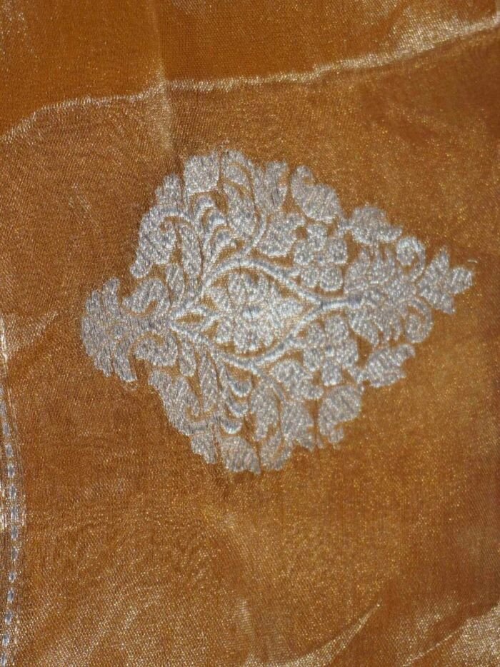 KashiFab Burnt Orange Banarasi Silk Saree 2 KashiFab Burnt Orange Banarasi Silk Saree online - authentic Varanasi Banarasi silk saree - detail view 2