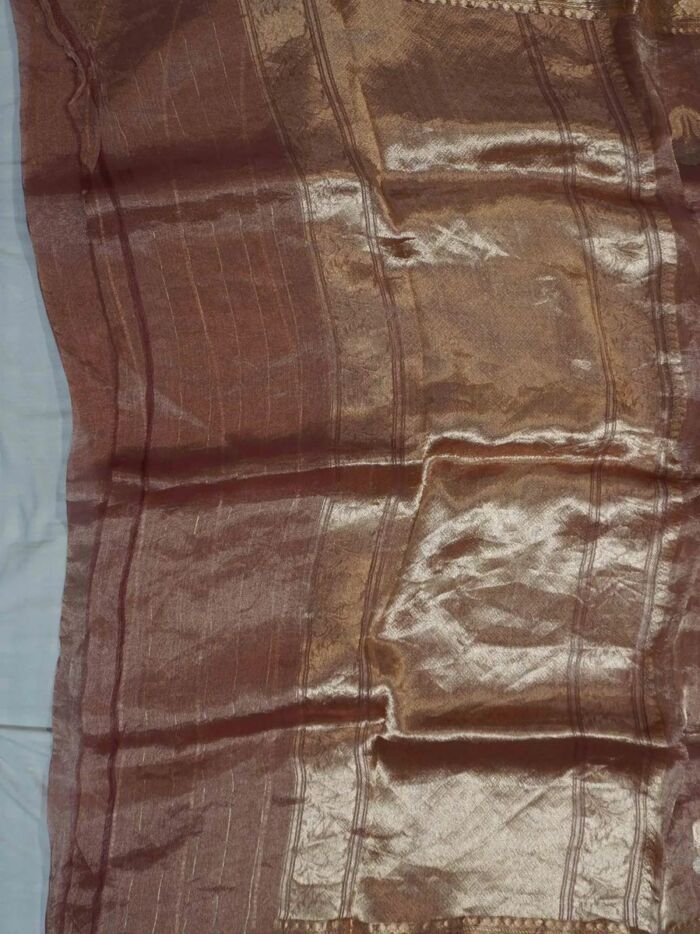 KashiFab Burnt Orange Banarasi Silk Saree 2 KashiFab Burnt Orange Banarasi Silk Saree online - authentic Varanasi Banarasi silk saree - detail view 2