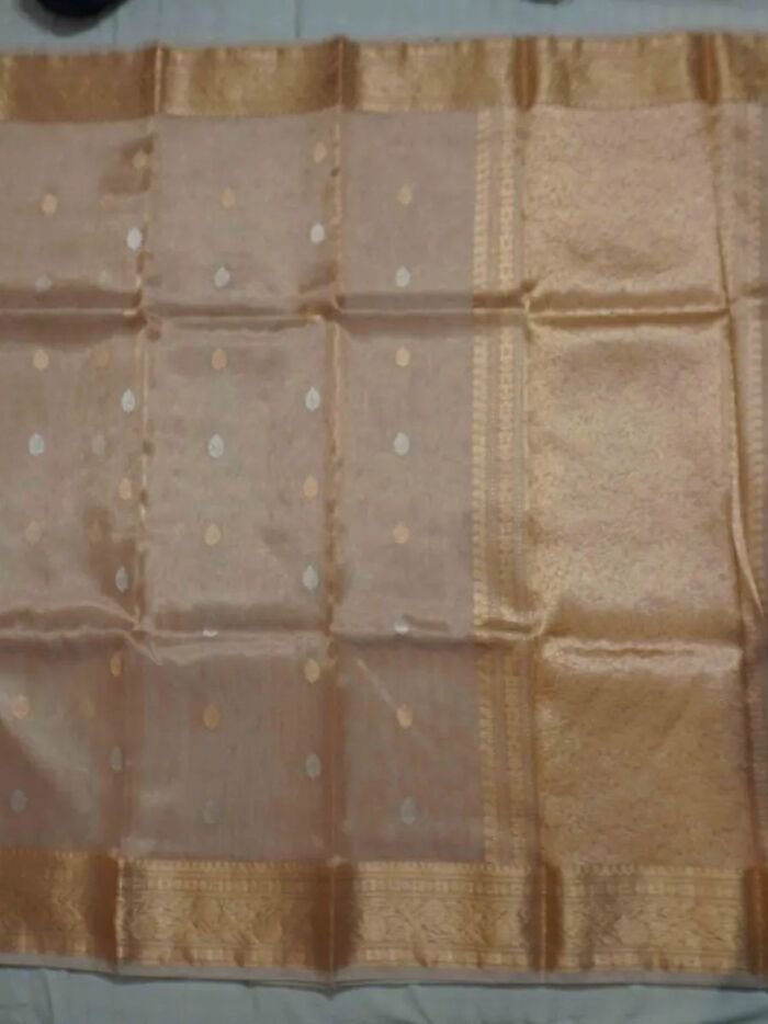 KashiFab Burnt Orange Banarasi Silk Saree online - authentic Varanasi Banarasi silk saree - detail view 2