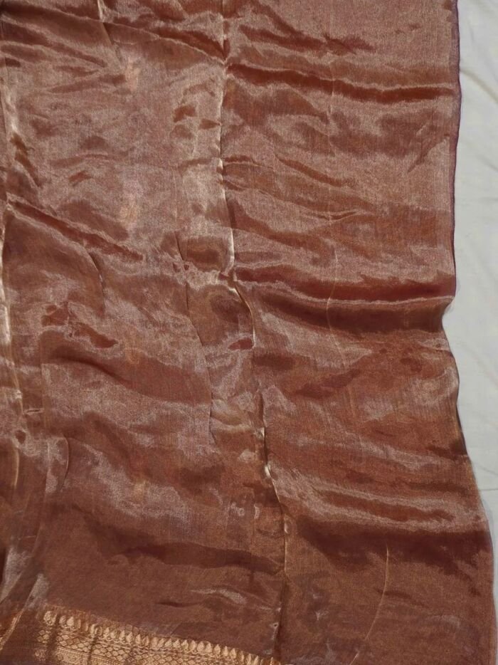 KashiFab Burnt Orange Banarasi Silk Saree 2 KashiFab Burnt Orange Banarasi Silk Saree online - authentic Varanasi Banarasi silk saree - detail view 2