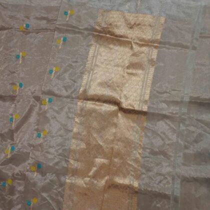 KashiFab Burnt Orange Banarasi Silk Saree online - authentic Varanasi Banarasi silk saree - detail view 2