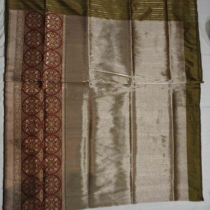KashiFab Burnt Orange Banarasi Silk Saree online - authentic Varanasi Banarasi silk saree - detail view 2