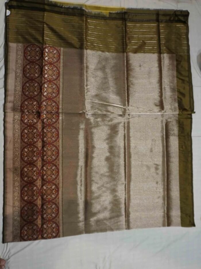 KashiFab Burnt Orange Banarasi Silk Saree 2 KashiFab Burnt Orange Banarasi Silk Saree online - authentic Varanasi Banarasi silk saree - detail view 2