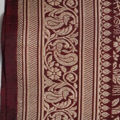 KashiFab Burnt Orange Banarasi Silk Saree online - authentic Varanasi Banarasi silk saree - detail view 2