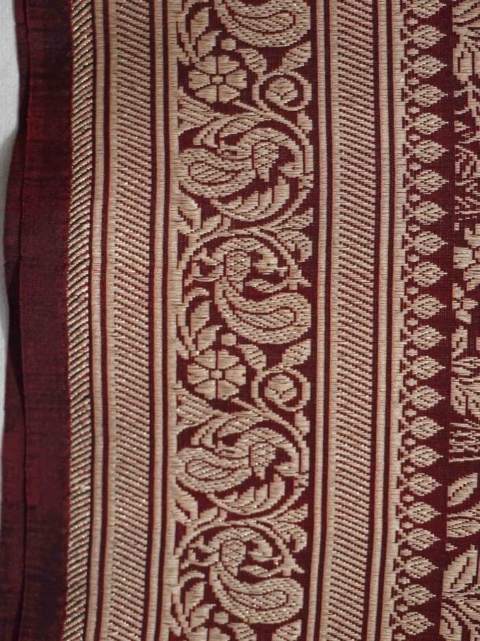 KashiFab Burnt Orange Banarasi Silk Saree online - authentic Varanasi Banarasi silk saree - detail view 2