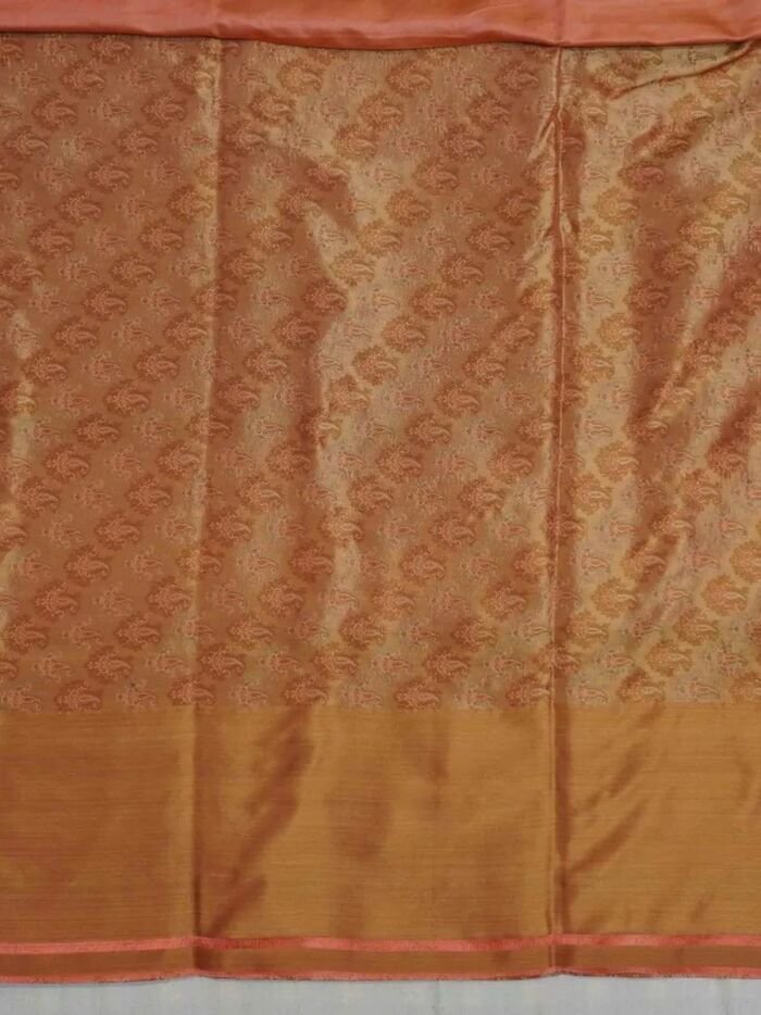 KashiFab Burnt Orange Banarasi Silk Saree 4 KashiFab Burnt Orange Banarasi Silk Saree online - authentic Varanasi Banarasi silk saree - detail view 4