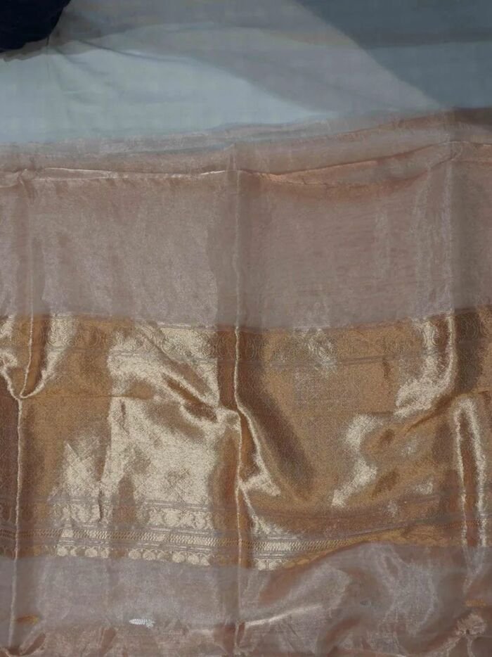 KashiFab Burnt Orange Banarasi Silk Saree 4 KashiFab Burnt Orange Banarasi Silk Saree online - authentic Varanasi Banarasi silk saree - detail view 4