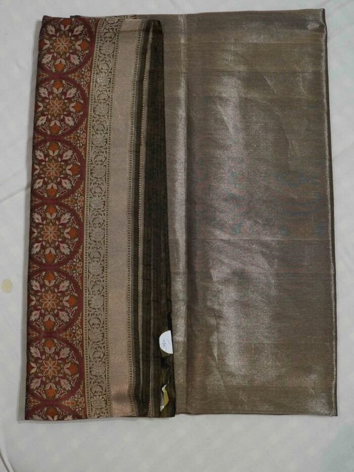 KashiFab Burnt Orange Banarasi Silk Saree 4 KashiFab Burnt Orange Banarasi Silk Saree online - authentic Varanasi Banarasi silk saree - detail view 4