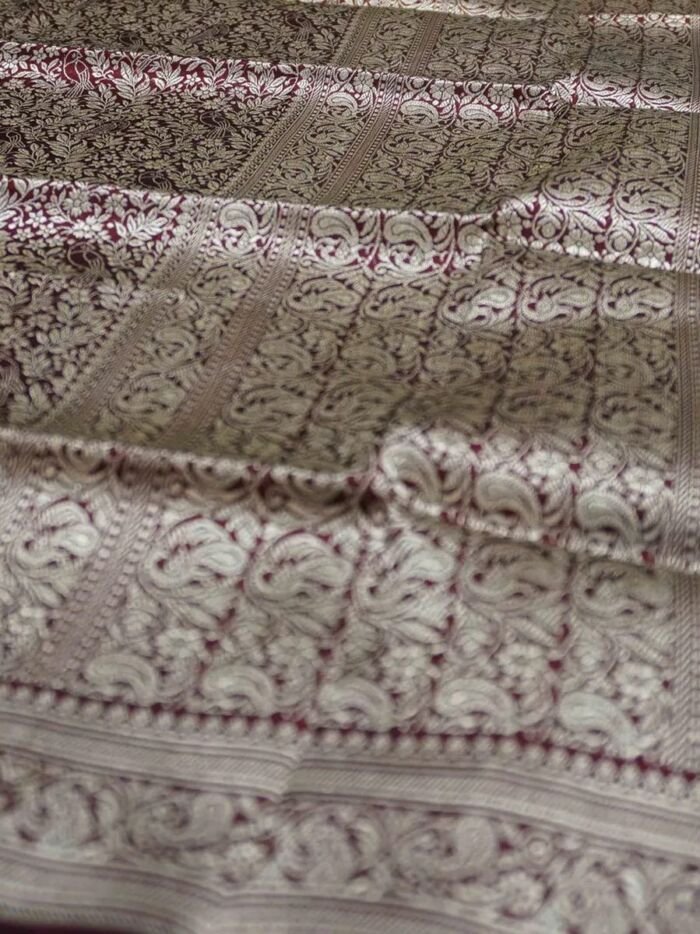 KashiFab Burnt Orange Banarasi Silk Saree online - authentic Varanasi Banarasi silk saree - detail view 4