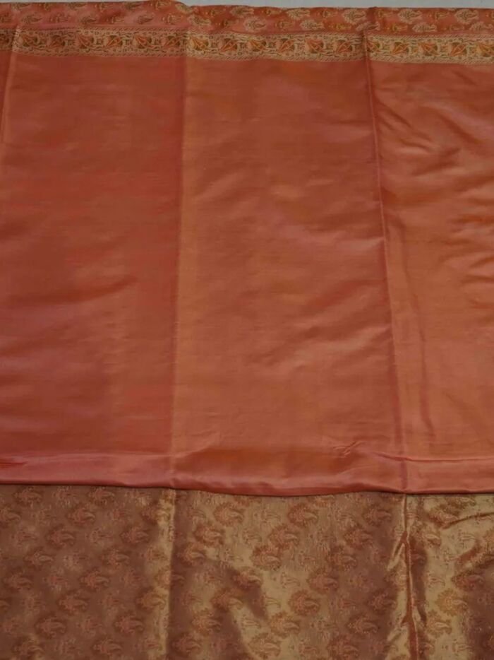 KashiFab Burnt Orange Banarasi Silk Saree 5 KashiFab Burnt Orange Banarasi Silk Saree online - authentic Varanasi Banarasi silk saree - detail view 5