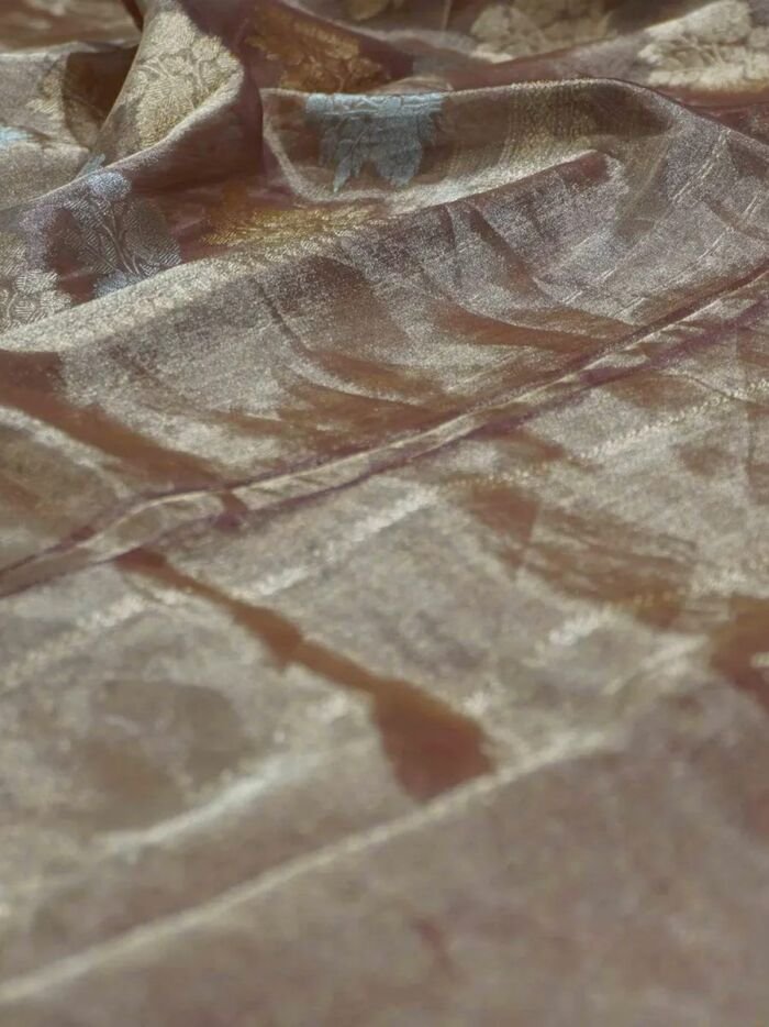 KashiFab Burnt Orange Banarasi Silk Saree 8 KashiFab Burnt Orange Banarasi Silk Saree online - authentic Varanasi Banarasi silk saree - detail view 8