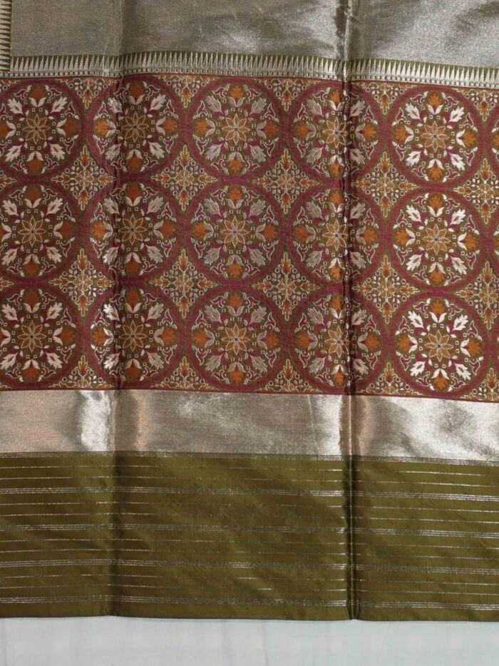 KashiFab Burnt Orange Banarasi Silk Saree 8 KashiFab Burnt Orange Banarasi Silk Saree online - authentic Varanasi Banarasi silk saree - detail view 8