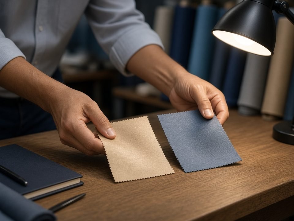 KashiFab fabric verification - comparing silk cuttings before choosing a supplier