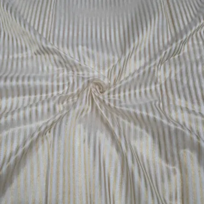 KashiFab Gold Stripe Cotton Tissue Silk Fabric - Dyeable Banarasi Metre