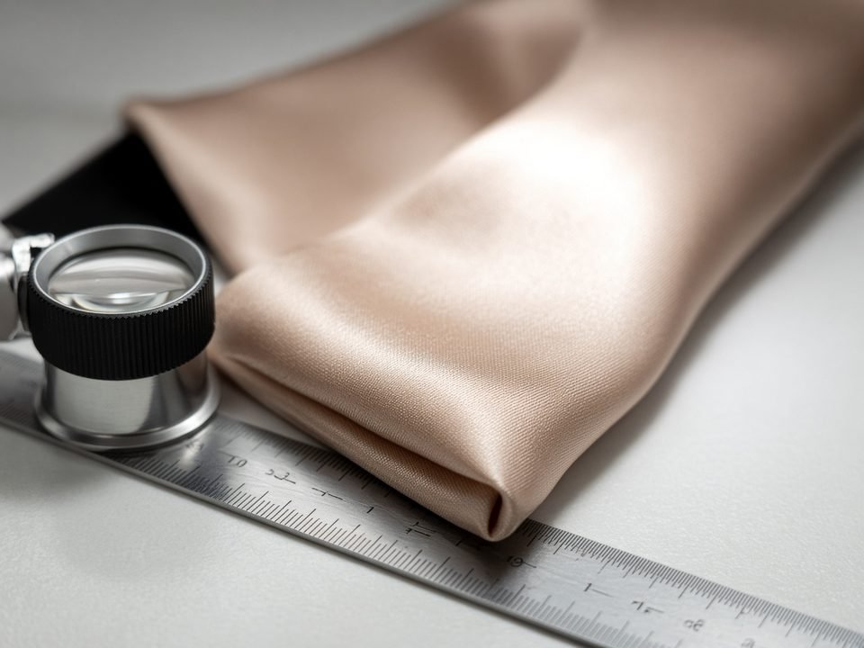 KashiFab fabric sourcing India - QC check on silk fabric roll