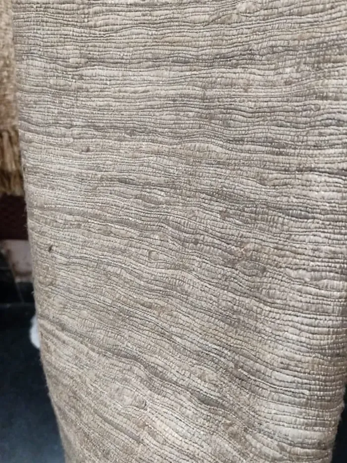 Greige Oatmeal Banarasi Raw Silk Fabric - Heavy Rib Slub Metre KashiFab Greige Oatmeal Banarasi Raw Silk Fabric - Heavy Rib Slub Metre