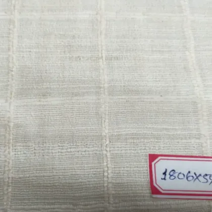 KashiFab Ivory Self-Check Banarasi Raw Silk Fabric - Textured Grid Metre