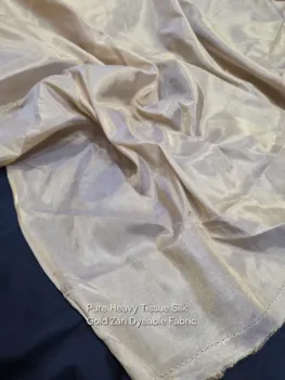 KashiFab Heavy Gold Zari Tissue Silk Fabric - Dyeable Banarasi Metallic Metre