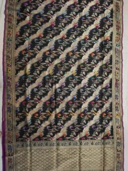 KashiFab Midnight Black Banarasi Silk Saree online - authentic Varanasi Banarasi silk saree