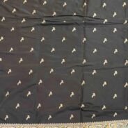 KashiFab Midnight Black Banarasi Silk Saree online - authentic Varanasi Banarasi silk saree - detail view 5