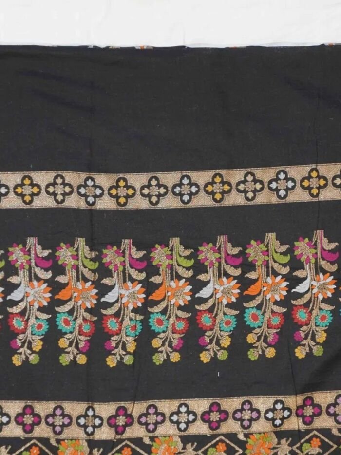 KashiFab Midnight Black Banarasi Silk Saree 6 KashiFab Midnight Black Banarasi Silk Saree online - authentic Varanasi Banarasi silk saree - detail view 6