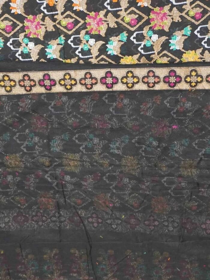 KashiFab Midnight Black Banarasi Silk Saree 7 KashiFab Midnight Black Banarasi Silk Saree online - authentic Varanasi Banarasi silk saree - detail view 7