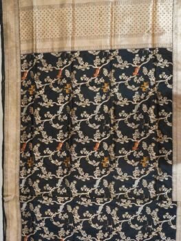 KashiFab Midnight Black Shikargah Banarasi silk saree online - authentic Varanasi weave