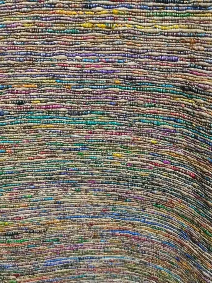 KashiFab Multi-Colour Variegated Banarasi Raw Silk Fabric - Space-Dye Slub Metre
