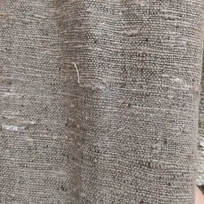 KashiFab Taupe Grey-Brown Banarasi Raw Silk Fabric - Heavy Slub Drape