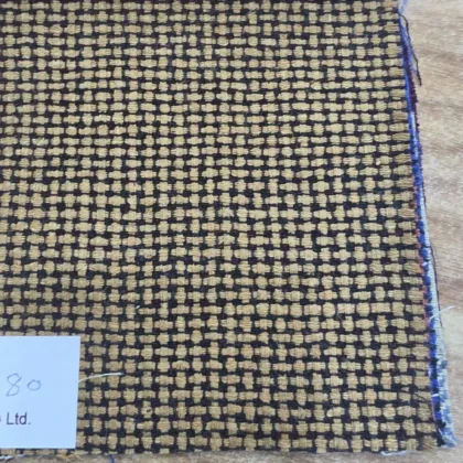 KashiFab Mustard Black Grid Matka Silk Fabric - Banarasi Matka