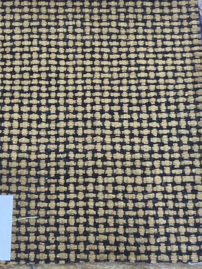 KashiFab Mustard Black Grid Matka Silk Fabric - Banarasi Matka