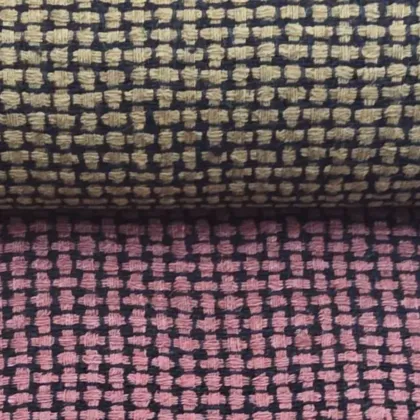 KashiFab Mustard Black Grid Matka Silk Fabric - Banarasi Matka