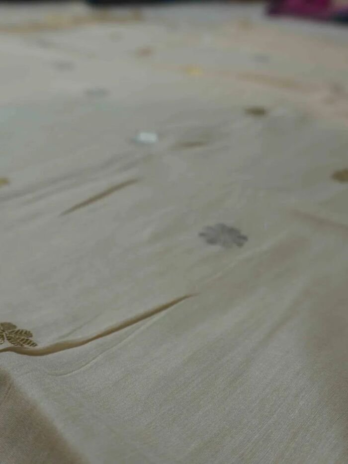 KashiFab Mustard Gold Banarasi Silk Dupatta online - authentic Varanasi Banarasi silk dupatta - detail view 2
