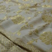 KashiFab Mustard Gold Banarasi Silk Dupatta online - authentic Varanasi Banarasi silk dupatta - detail view 2